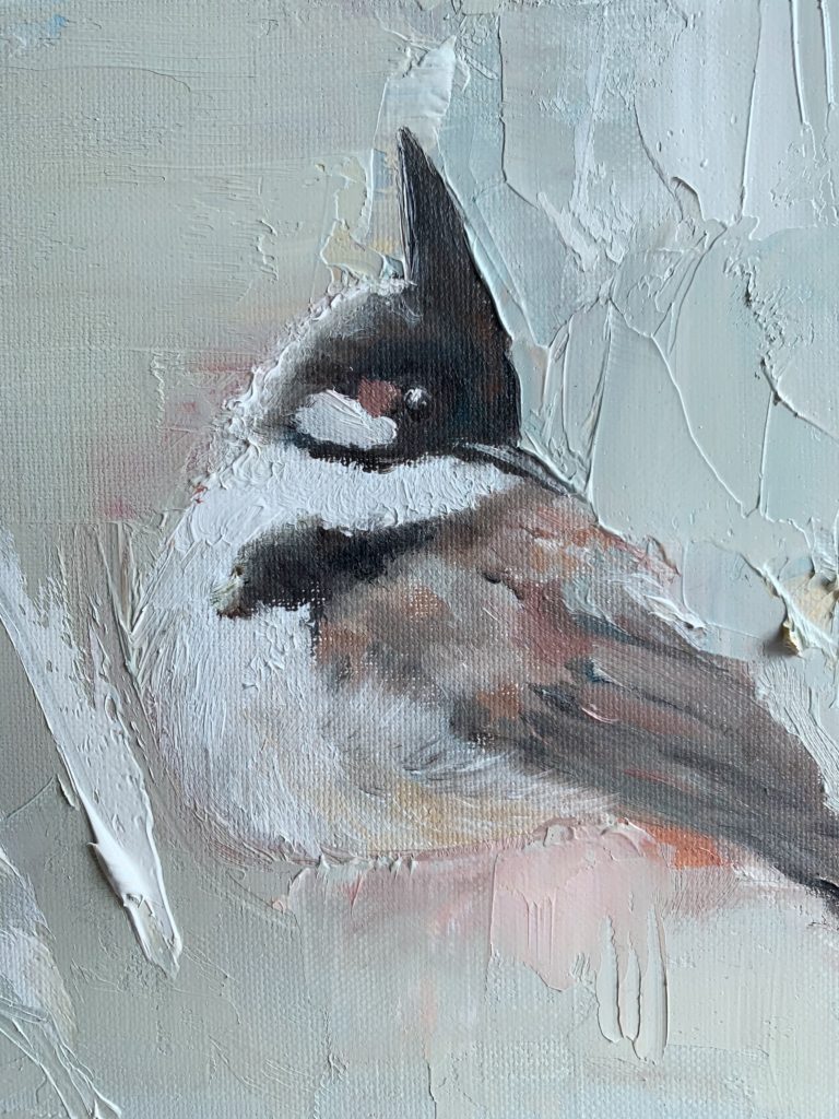 bird painting-Red-whiskered bulbul