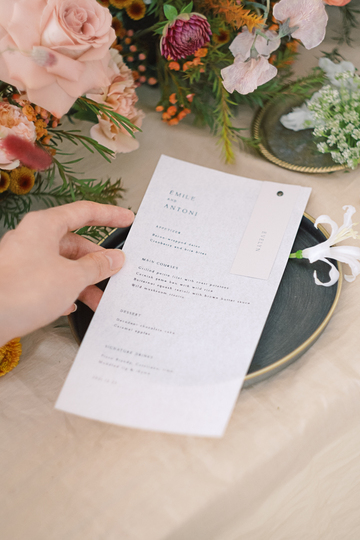 autumn floral wedding menu