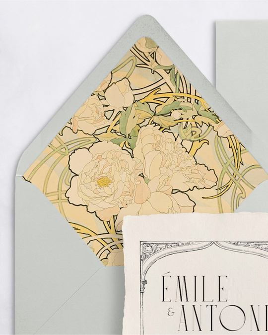 envelope liner with mucha floral pattern