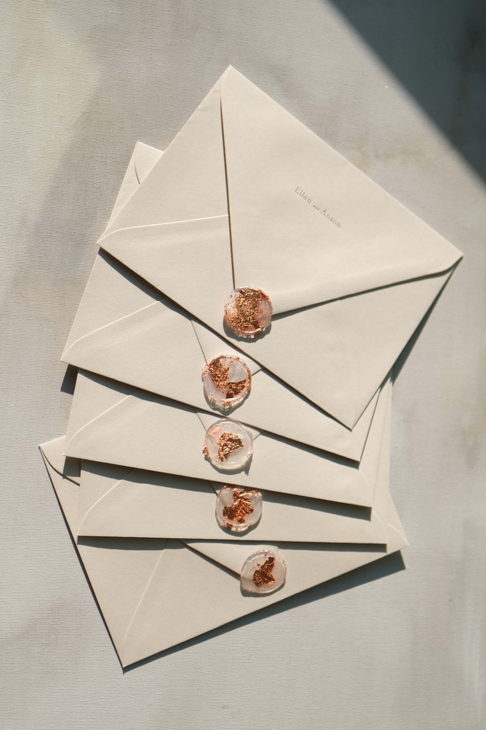 copper transparent wax seals envelope