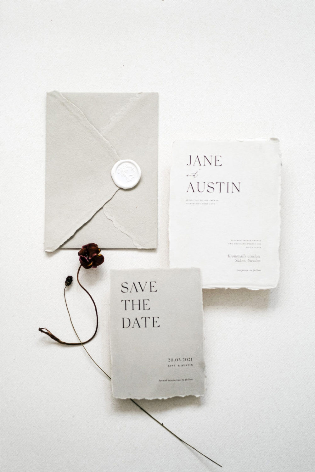 Contemporary Minimal Monochrome Wedding invitation suite