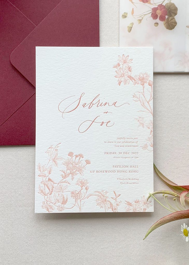 02 Letterpress Floral Invitation