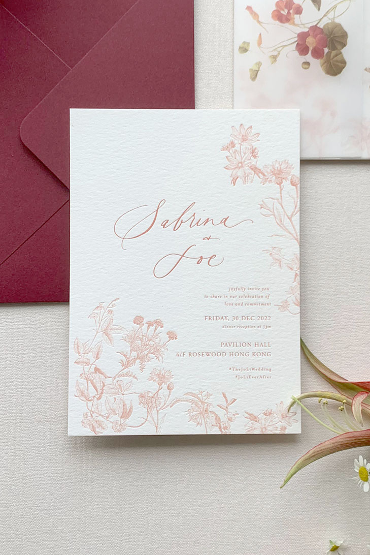 02 Letterpress Floral Invitation