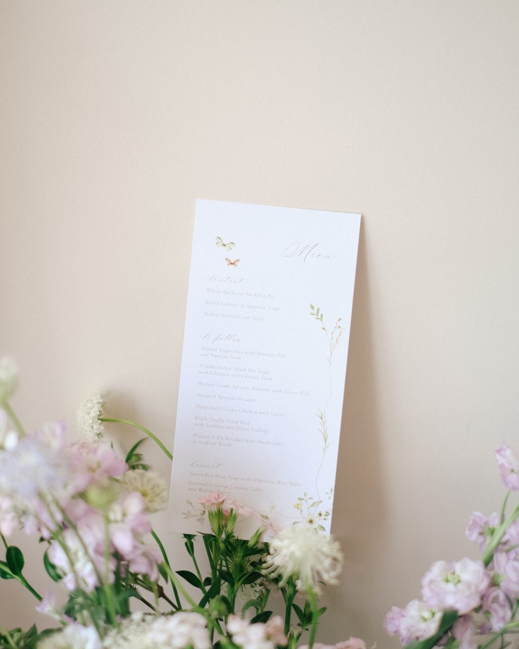 Long Card Wedding Menu