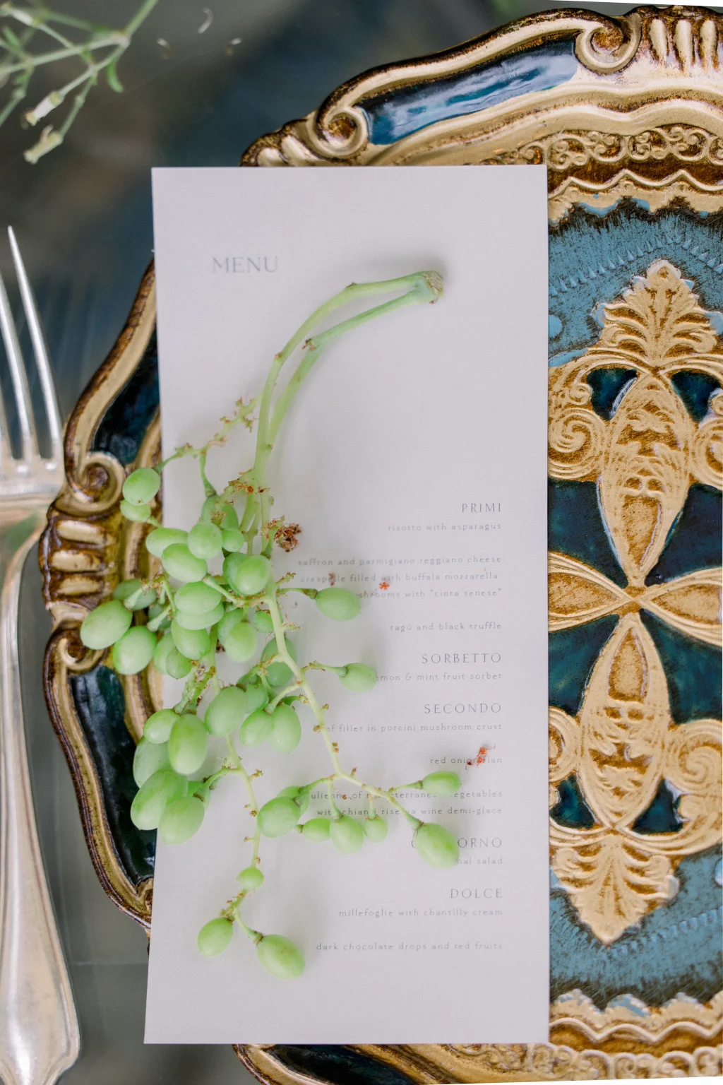 Long Card Wedding Menu - Minimal