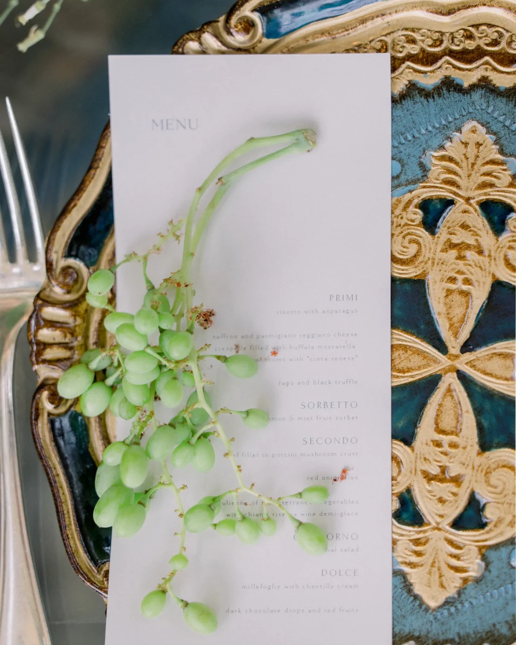 Long Card Wedding Menu - Minimal