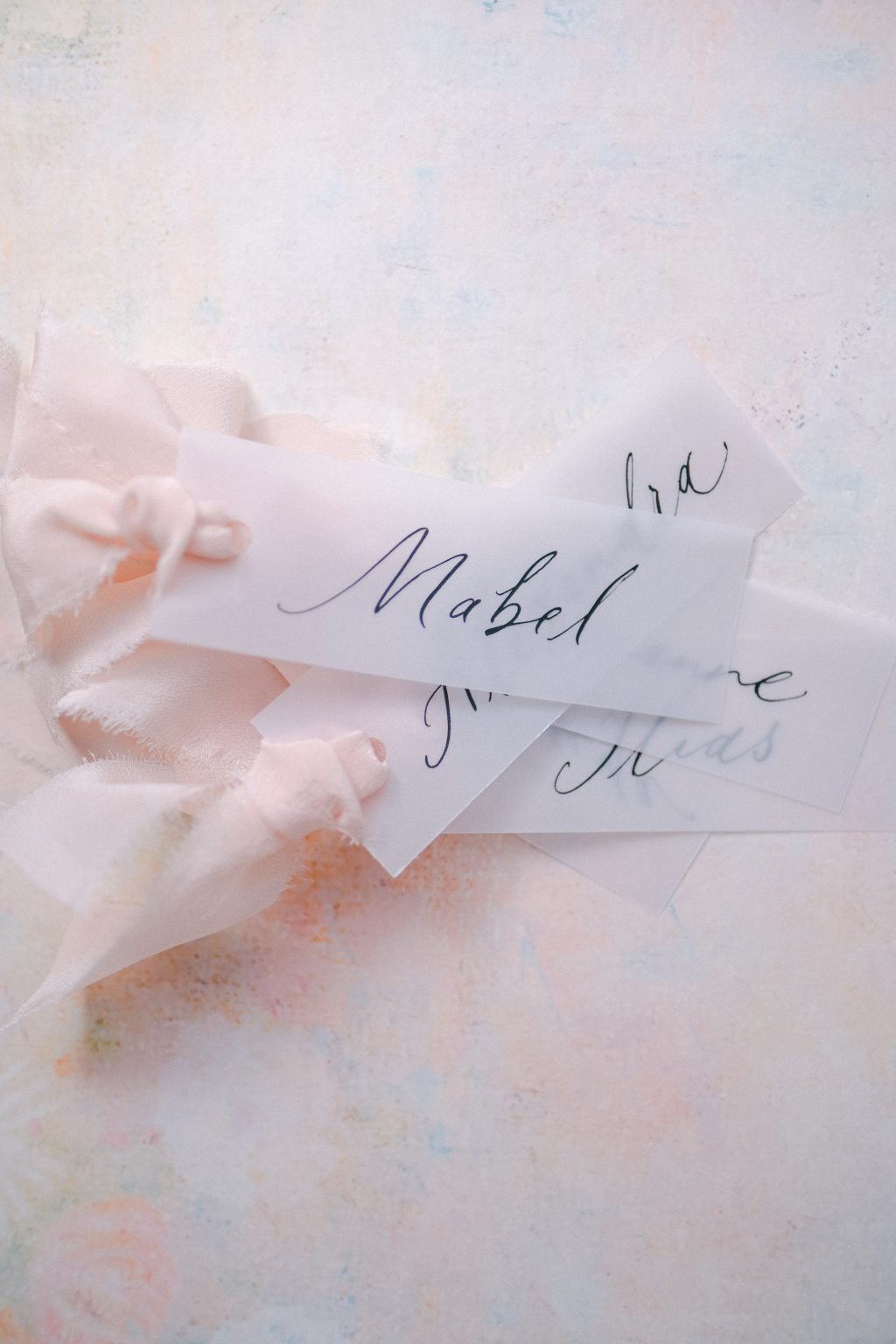 Vellum Place Cards with Ribbons